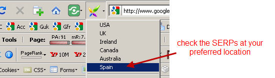 select the location desired directly from your browser bar