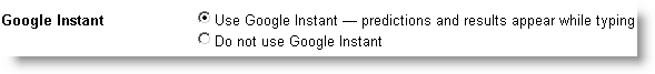 It is possible to switch off Google Instant