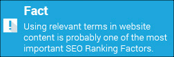 Relevant terms is one of the most important SEO factors on Searchmetrics 2014 study