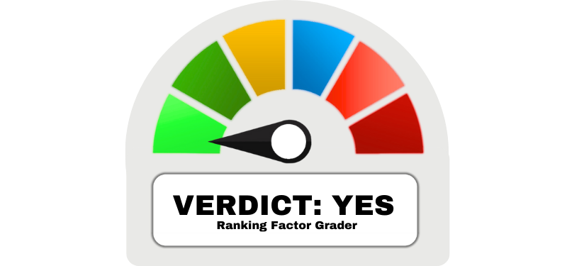 Depicting a meter that grades the veracity of CTR being a ranking factor, indicating yes.